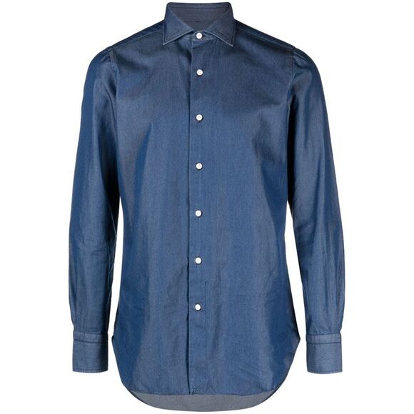 Finamore 1925 Napoli Men's Shirts Blue